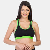 Soft cotton sports bra Envie black J green non padded non wired comfortable activewear bra