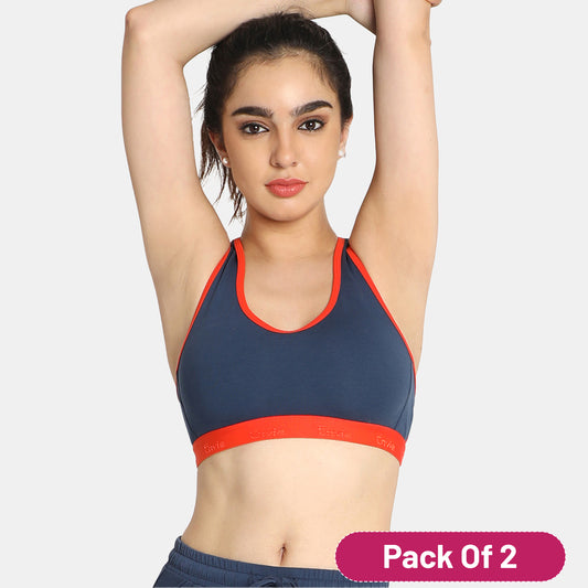 Envie Value+ Non-Padded Non-Wired Full Coverage Sports Bra - NVB1016 (Denim Fiesta)