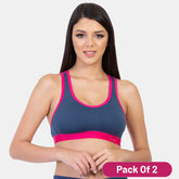 Envie Pack of 2 Non-Padded Non-Wired Full Coverage Sports Bra - NVB1016 (Pink Denim)