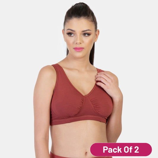 Envie Value+ Non-Padded Non-Wired Full Coverage Sleeping Bra - NVB1022 (Maroon)
