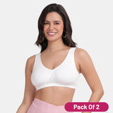 Envie Pack of 2 Non-Padded Non-Wired Full Coverage Sleeping Bra - NVB1022 (White)