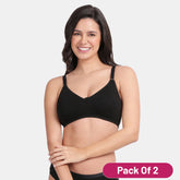 Envie Pack of 2 Non-Padded Non-Wired 3/4th Coverage Minimiser Bra - NVB1024 (Black)