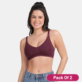 Envie Pack Of 2 Non-Padded Non-Wired 3/4th Coverage Minimiser Bra - NVB1024 (Wine)