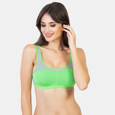Women’s full coverage sports bra in J Green Grey Melange for gym and daily wear