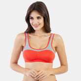 Envie Non-Padded Non-Wired Full Coverage Sports Bra - NVB1044 (Red Grey Melange)