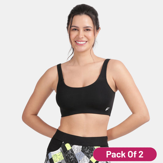Envie Value+ Non-Padded Non-Wired Full Coverage Sports Bra - NVB1054 (Black)