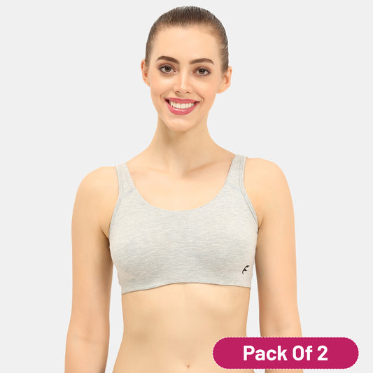 Envie Value+ Non-Padded Non-Wired Full Coverage Sports Bra - NVB1054 (Grey Melange)