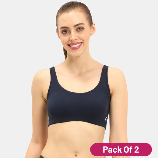 Envie Value+ Non-Padded Non-Wired Full Coverage Sports Bra - NVB1054 (Navy)