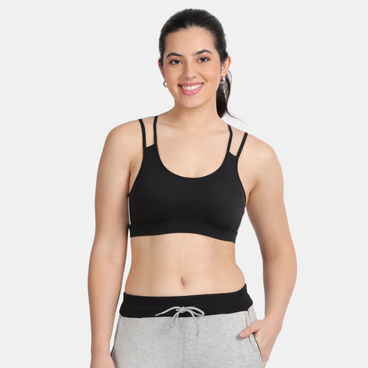 Envie Padded Non-Wired Full Coverage Sports Bra - NVB1068 (Black Grey Melange)