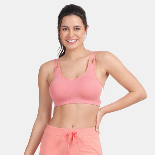Envie Padded Non-Wired Full Coverage Sports Bra - NVB1068 (Woodrose White)