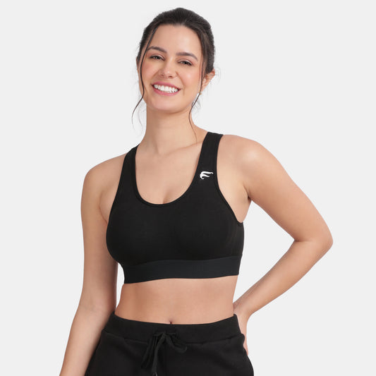 Envie Padded Non-Wired Full Coverage Sports Bra - NVB1070 (Black Black)