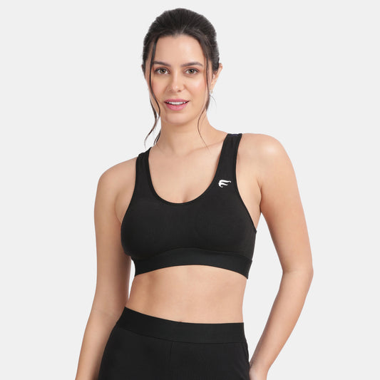 Envie Padded Non-Wired Full Coverage Sports Bra - NVB1070 (Black Navy)