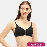 Envie Pack of 2 Non-Padded Non-Wired 3/4th Coverage T-Shirt Bra - NVB1082 (Black)