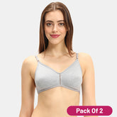 Envie Pack of 2 Non-Padded Non-Wired 3/4th Coverage T-Shirt Bra - NVB1082 (Grey Melange)