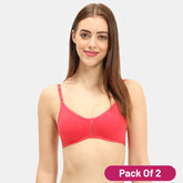 Envie Pack of 2 Non-Padded Non-Wired 3/4th Coverage T-Shirt Bra - NVB1082 (Red)