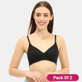 Envie Pack of 2 Non-Padded Non-Wired 3/4th Coverage Minimiser Bra - NVB1083 (Black)