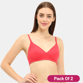 Envie Pack of 2 Non-Padded Non-Wired 3/4th Coverage Minimiser Bra - NVB1083 (Red)