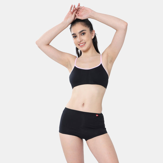 Envie Girls Non-Padded Non-Wired 3/4th Coverage Beginners Bra - NVGB1103 (Black Light Pink)