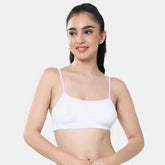 Soft comfortable girls bra white light pink Envie 3/4th coverage non wired lightweight beginners bra for teens