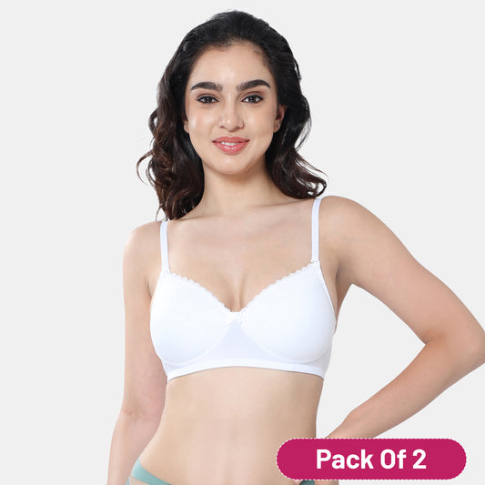 Envie Value+ Padded Non-Wired 3/4th Coverage T-Shirt Lace Bra - NVB1111 (White)