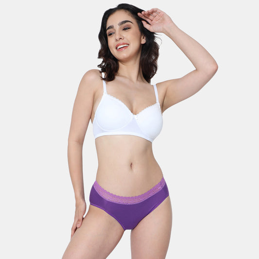 Envie Value+ Padded Non-Wired 3/4th Coverage T-Shirt Lace Bra - NVB1111 (White)