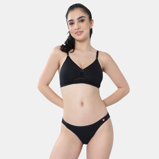 Envie Non-Padded Non-Wired 3/4th Coverage T-Shirt Bra - NVB1112 (Black)