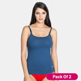Envie Pack of 2 Regular Fit Round Neck Short Length Basic Camisole - NVC3001 (Dark Denim)