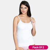 Envie Pack of 2 Regular Fit Round Neck Short Length Basic Camisole - NVC3001 (White)