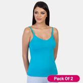 Envie Pack of 2 Regular Fit V-Neck Short Length Moulded Camisole - NVC3004 (Blue Curacao)