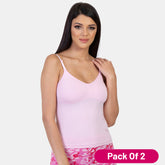 Envie Pack of 2 Regular Fit V-Neck Short Length Moulded Camisole - NVC3004 (Light Pink)