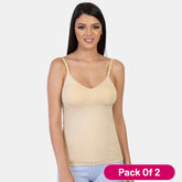 Envie Pack of 2 Regular Fit V-Neck Short Length Moulded Camisole - NVC3004 (Nude)