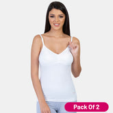 Envie Pack of 2 Regular Fit V-Neck Short Length Moulded Camisole - NVC3004 (White)