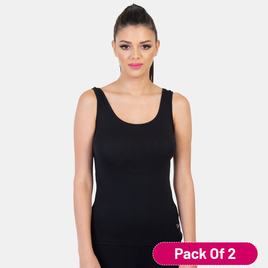 Envie Value+ Regular Fit U-Neck Short Length Tank Top - NVC3006 (Black)