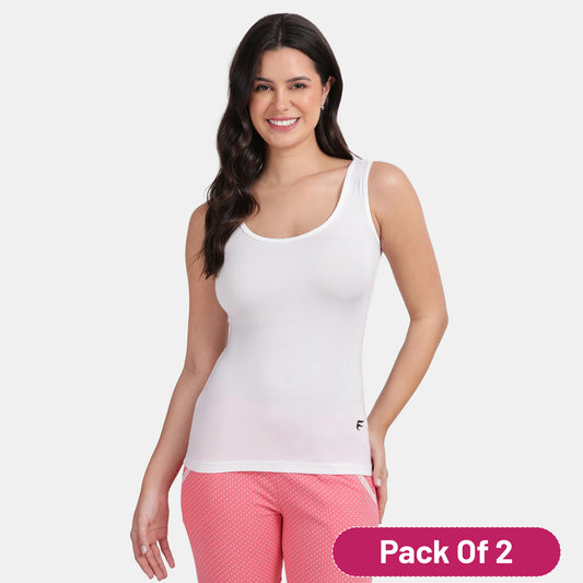 Envie Value+ Regular Fit U-Neck Short Length Tank Top - NVC3006 (White)