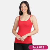 Envie Pack of 2 Relaxed Fit Scoop Neck Short Length Camisole - NVC3010 (Red)