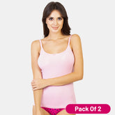 Envie Pack of 2 Relaxed Fit Scoop Neck Short Length Camisole - NVC3010 (Pink)