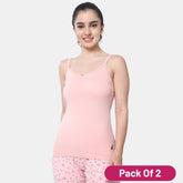 Envie Pack of 2 Relaxed Fit Scoop Neck Short Length Camisole - NVC3010 (Peach)