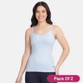 Envie Pack of 2 Relaxed Fit Scoop Neck Short Length Camisole - NVC3010 (Powder Blue)