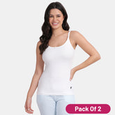 Envie Pack of 2 Relaxed Fit Scoop Neck Short Length Camisole - NVC3010 (White)