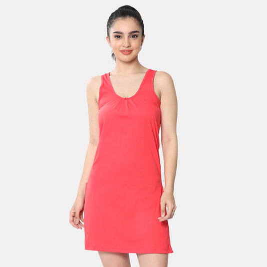 Envie Relaxed Fit Scoop Neck Broad Shoulder Kurta Slip - NVC3028 (Red)