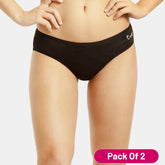Envie Pack of 2 Medium Rise 3/4th Coverage Hipster - NVP2014 (Black)