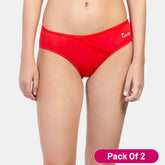Envie Pack of 2 Medium Rise 3/4th Coverage Hipster - NVP2014 (True Red)