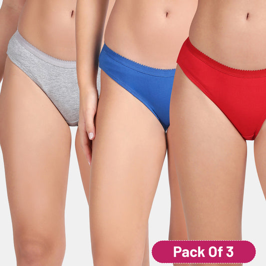 Envie Low Rise Half Coverage Bikini (Pack of 3) - NVP2050 (Red Sapphire GMelange)