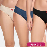 Envie Medium Rise 3/4th Coverage Hipster (Pack Of 3) - NVP2052 (Nude Blue Black)