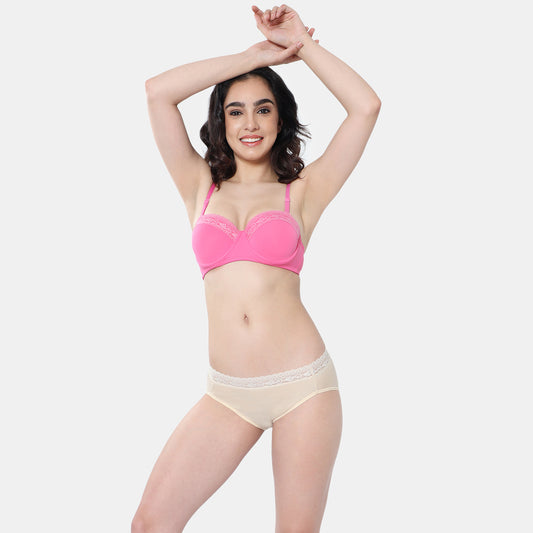 Envie Medium Rise 3/4th Coverage Lace Hipster (Pack of 2) NVP2057 (Nude Black)