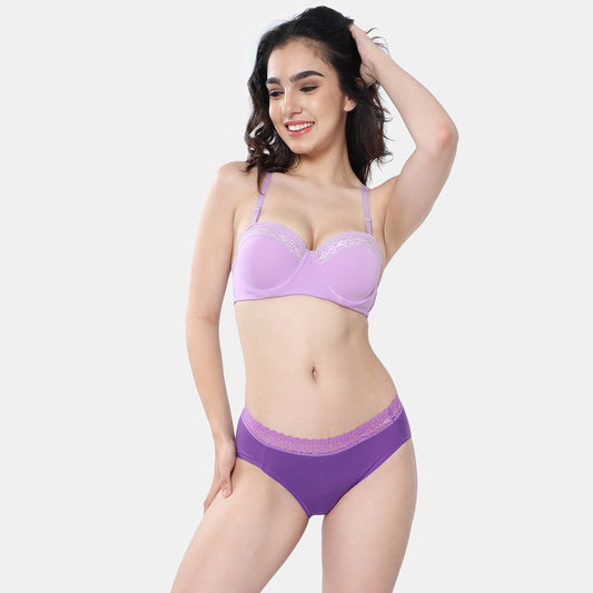 Envie Medium Rise 3/4th Coverage Lace Hipster (Pack of 2) NVP2057 (Purple Black)