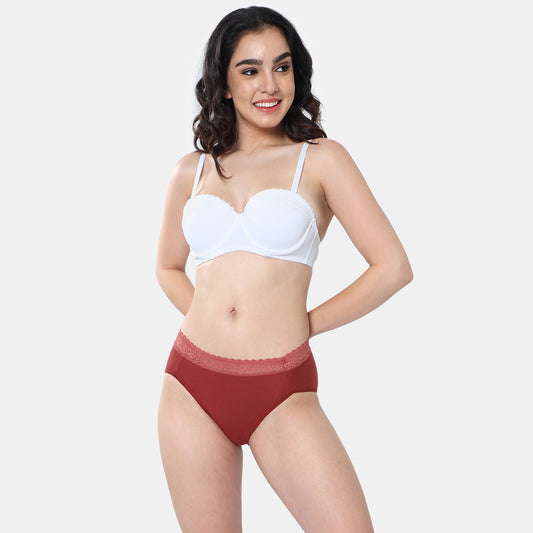 Envie Medium Rise 3/4th Coverage Lace Hipster (Pack of 2) NVP2057 (Maroon Black)