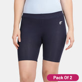 Envie Pack of 2 Hugged Fit Thigh Length Cycling Shorts - NVS5019 (Navy)