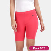 Rosebite thigh length cotton cycling shorts for women pack of 2 - Envie NVS5019