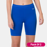 Envie Pack of 2 Hugged Fit Thigh Length Cycling Shorts - NVS5019 (Sapphire)